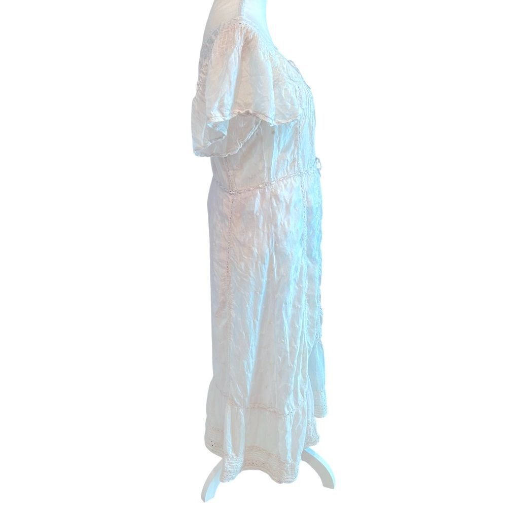 LoveShackFancy Embroidered White White Lace Midi Dress Size Large - Picture 4 of 6